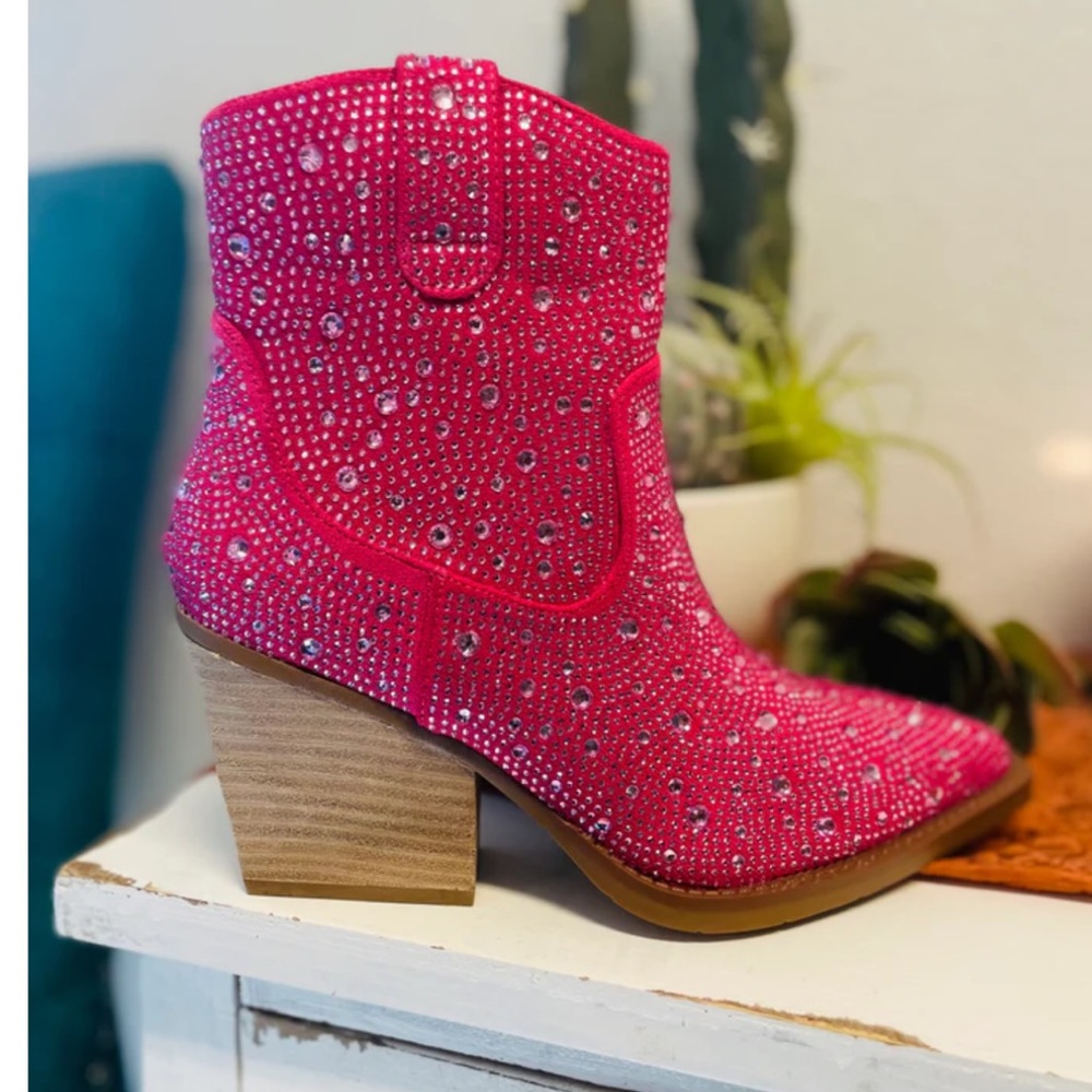 Pink rhinestone boots